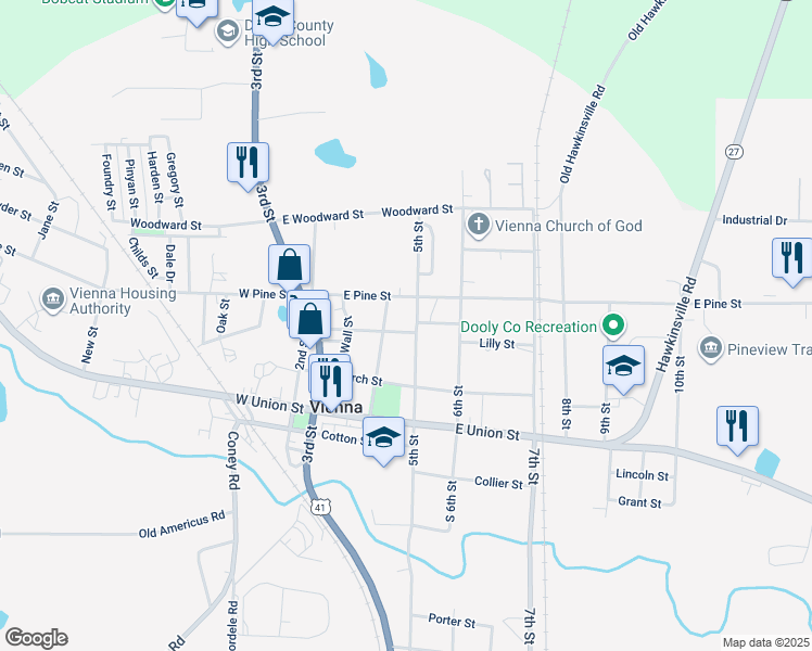 map of restaurants, bars, coffee shops, grocery stores, and more near 217 5th Street in Vienna