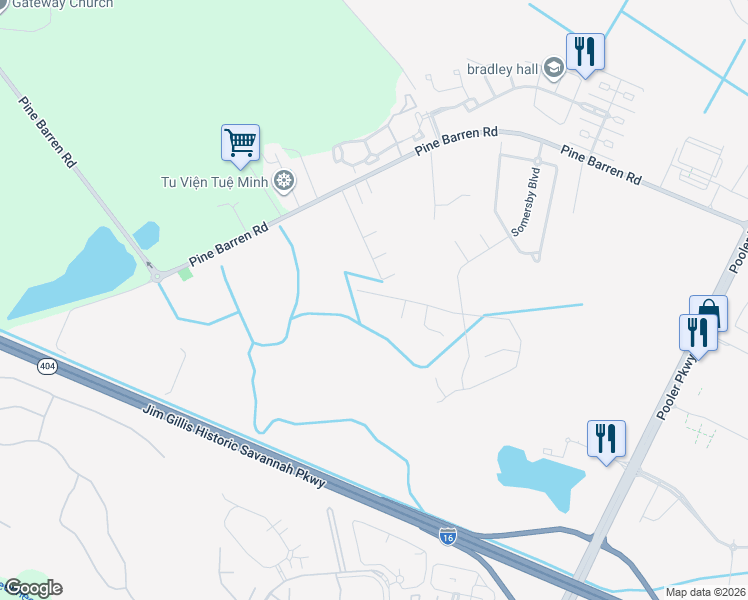 map of restaurants, bars, coffee shops, grocery stores, and more near 133 Riverwood Road in Pooler