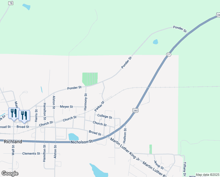 map of restaurants, bars, coffee shops, grocery stores, and more near 110 Crescent Street in Richland