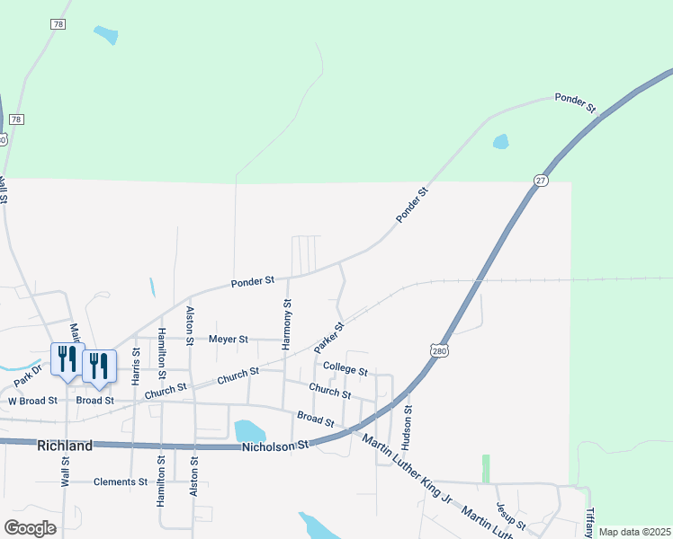 map of restaurants, bars, coffee shops, grocery stores, and more near 820 Ponder Street in Richland
