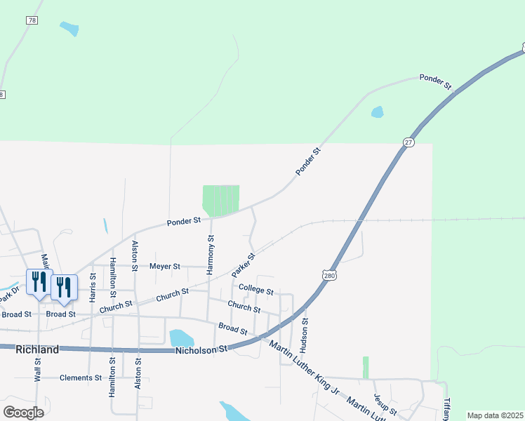 map of restaurants, bars, coffee shops, grocery stores, and more near 820 Ponder Street in Richland