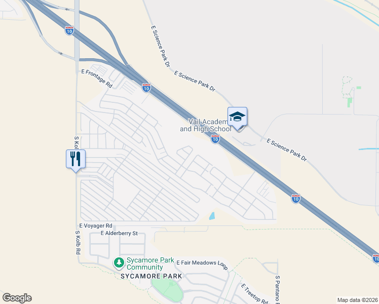 map of restaurants, bars, coffee shops, grocery stores, and more near 7618 East Benson Highway in Tucson
