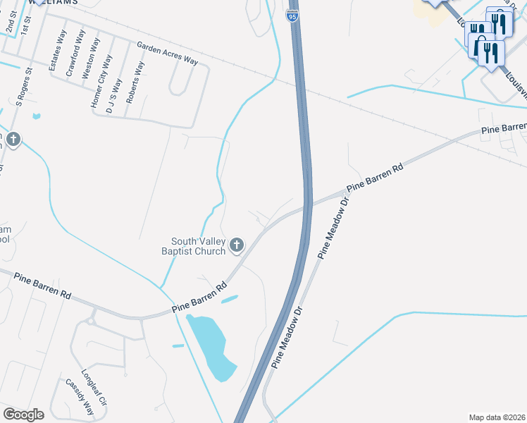 map of restaurants, bars, coffee shops, grocery stores, and more near 310 Old Pine Barren Road in Pooler