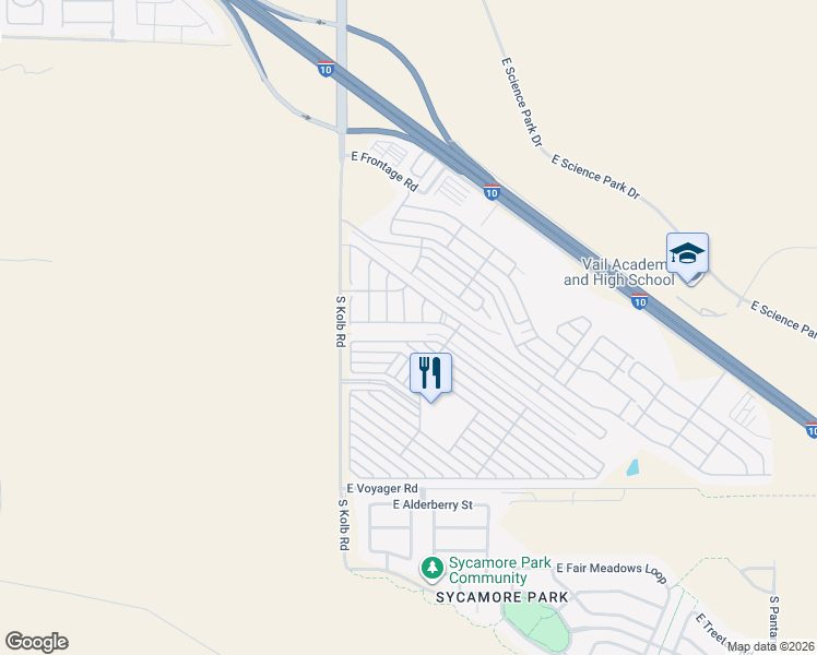 map of restaurants, bars, coffee shops, grocery stores, and more near 7252 East Navigator in Tucson