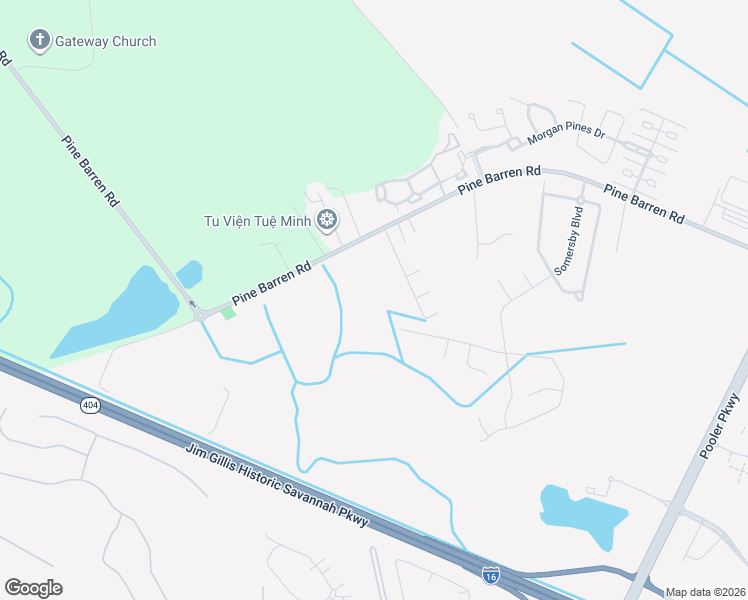 map of restaurants, bars, coffee shops, grocery stores, and more near 1419 Pine Barren Road in Pooler