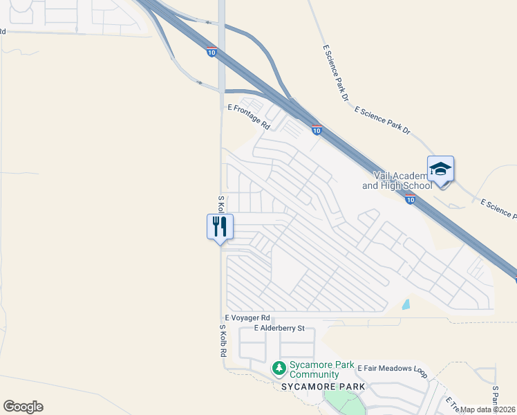 map of restaurants, bars, coffee shops, grocery stores, and more near 7172 East Navigator in Tucson