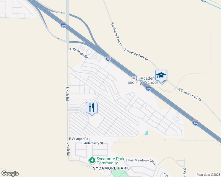 map of restaurants, bars, coffee shops, grocery stores, and more near 7418 East Benson Highway in Tucson
