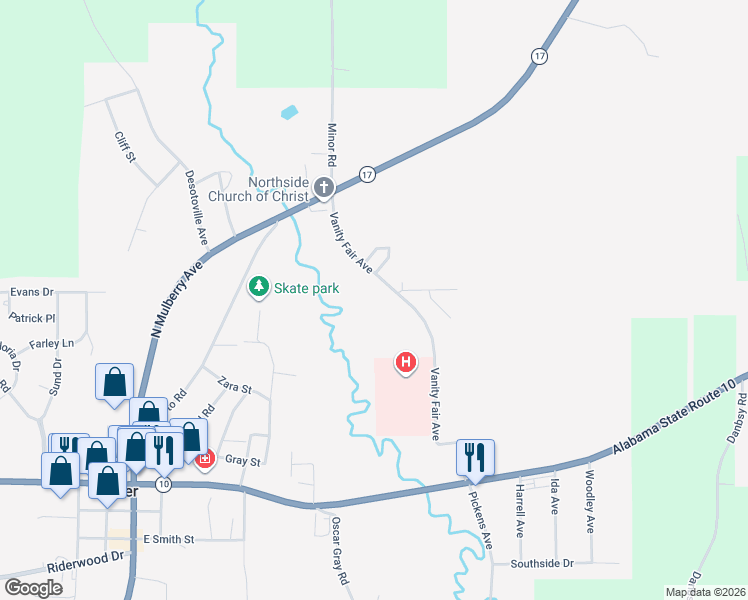 map of restaurants, bars, coffee shops, grocery stores, and more near 800 Vanity Fair Avenue in Butler