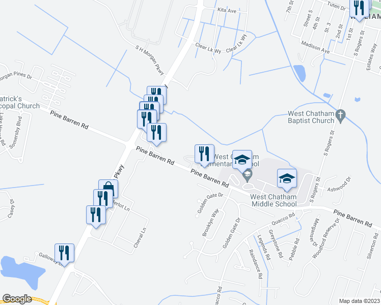 map of restaurants, bars, coffee shops, grocery stores, and more near 1708 Oglethorpe Drive in Pooler