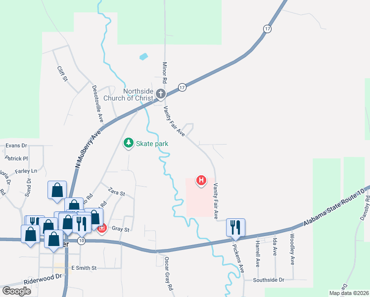 map of restaurants, bars, coffee shops, grocery stores, and more near 800 Vanity Fair Avenue in Butler