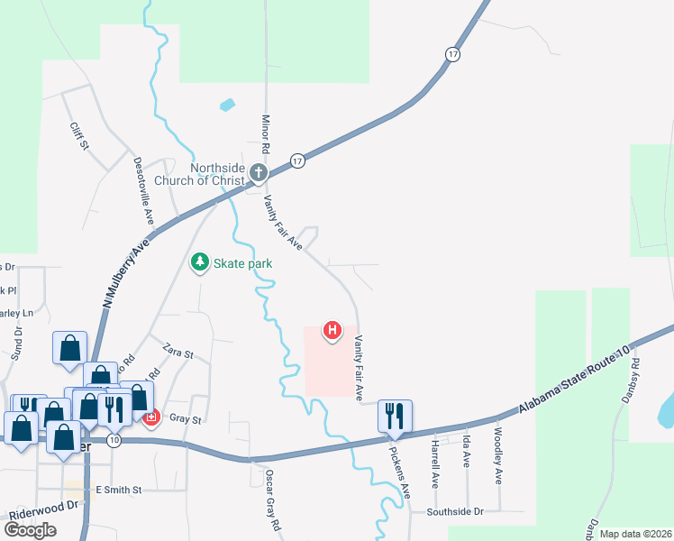 map of restaurants, bars, coffee shops, grocery stores, and more near 800 Vanity Fair Avenue in Butler