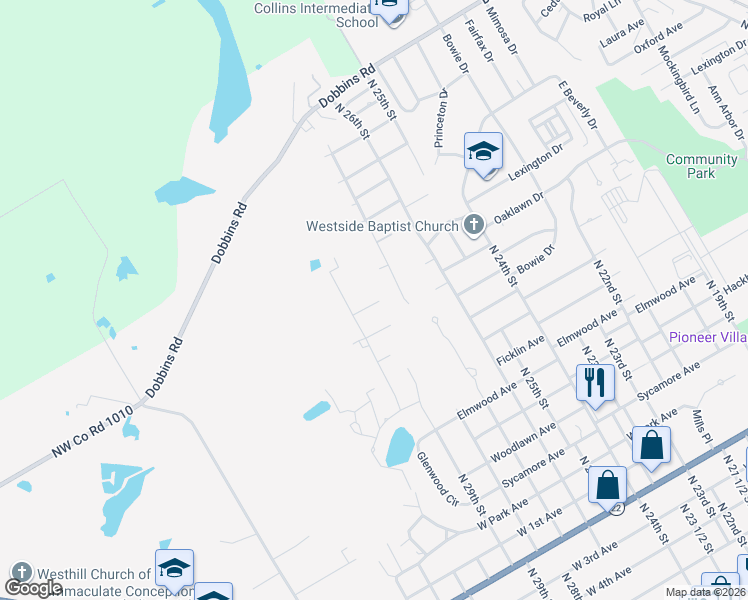 map of restaurants, bars, coffee shops, grocery stores, and more near 2012 Cumberland Circle in Corsicana