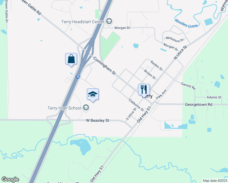 map of restaurants, bars, coffee shops, grocery stores, and more near 401 Claiborne Avenue in Jackson