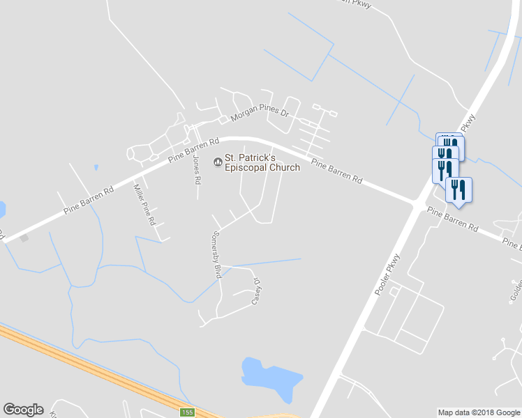 map of restaurants, bars, coffee shops, grocery stores, and more near 139 Somersby Boulevard in Pooler