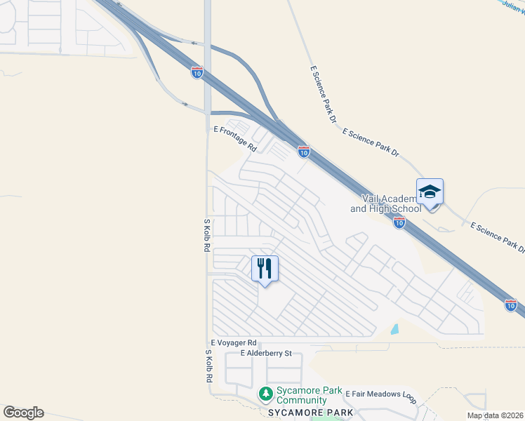 map of restaurants, bars, coffee shops, grocery stores, and more near 7229 East Maritime Drive in Tucson