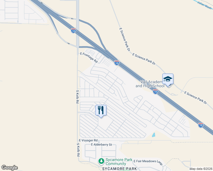 map of restaurants, bars, coffee shops, grocery stores, and more near 7277 East Maritime Drive in Tucson