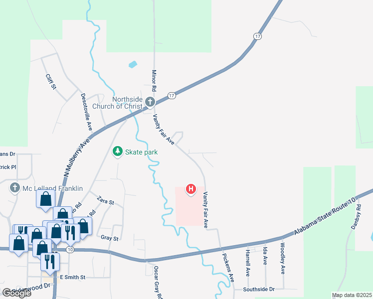 map of restaurants, bars, coffee shops, grocery stores, and more near 201 Spring Drive in Butler