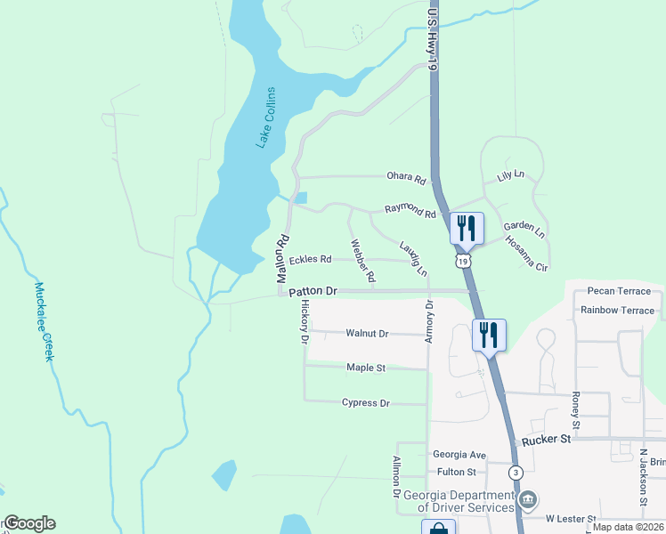 map of restaurants, bars, coffee shops, grocery stores, and more near 305 Patton Drive in Americus