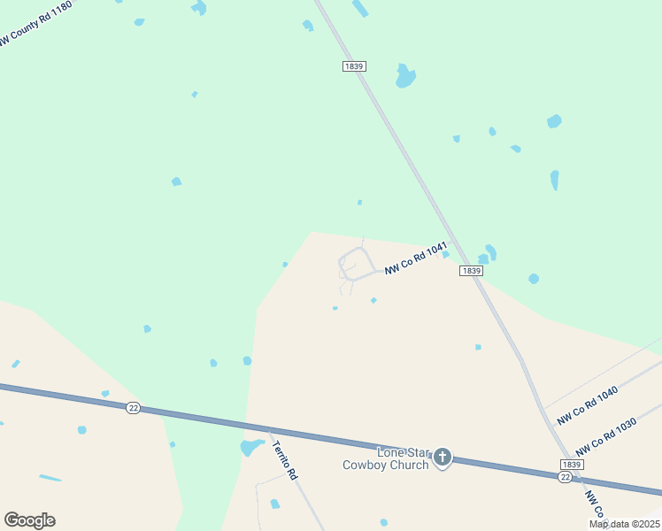 map of restaurants, bars, coffee shops, grocery stores, and more near 5035 Northwest Co Road 1041 in Corsicana
