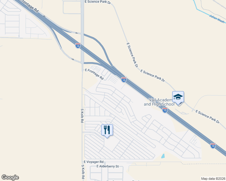 map of restaurants, bars, coffee shops, grocery stores, and more near Palm Street in Tucson