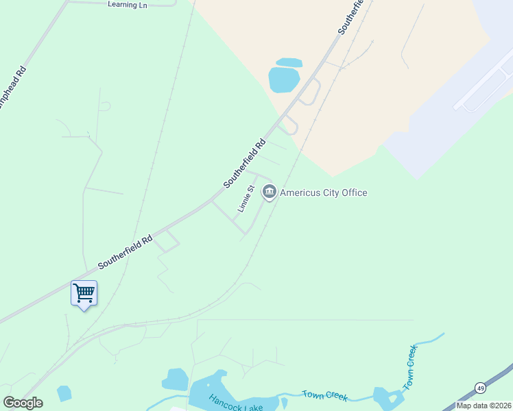 map of restaurants, bars, coffee shops, grocery stores, and more near 212 Horton Drive in Americus