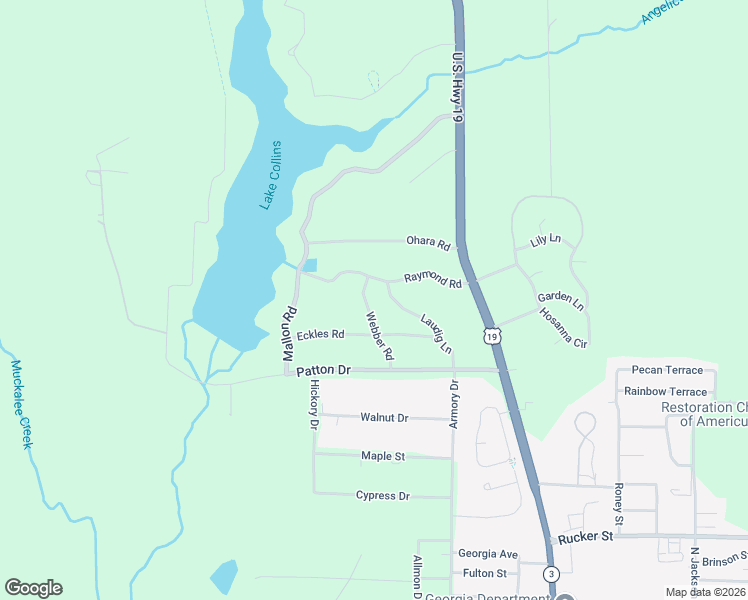 map of restaurants, bars, coffee shops, grocery stores, and more near 203 Webber Road in Americus