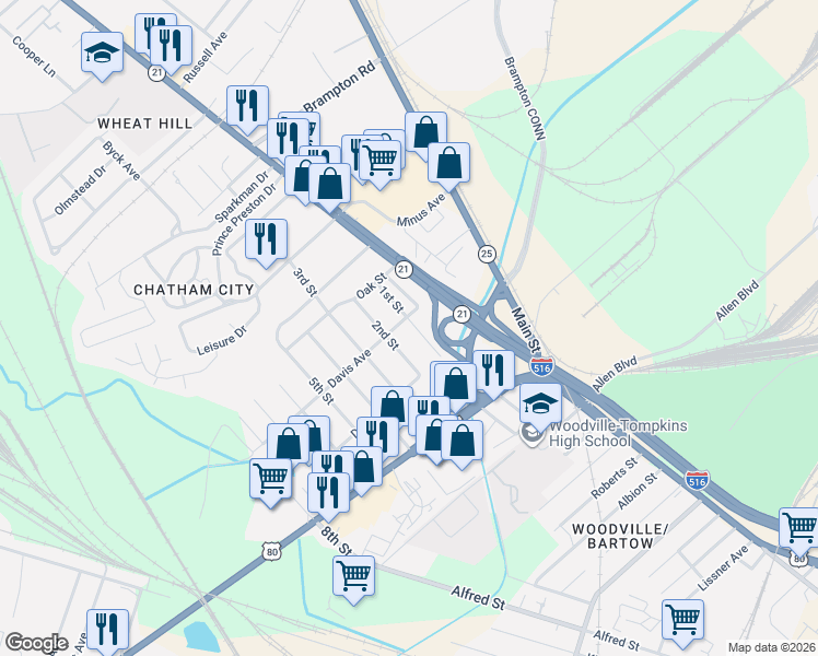 map of restaurants, bars, coffee shops, grocery stores, and more near 4009 1st Street in Garden City