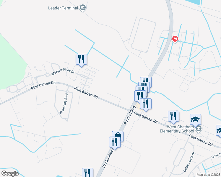 map of restaurants, bars, coffee shops, grocery stores, and more near in Pooler