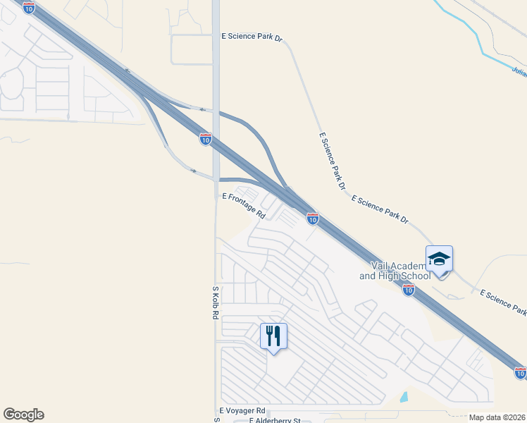 map of restaurants, bars, coffee shops, grocery stores, and more near 7220 East Benson Highway in Tucson