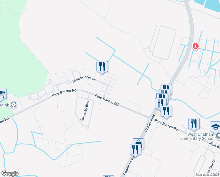 map of restaurants, bars, coffee shops, grocery stores, and more near 611 Trellis Square in Pooler