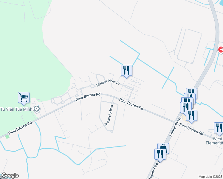 map of restaurants, bars, coffee shops, grocery stores, and more near 211 Chippingwood Circle in Pooler