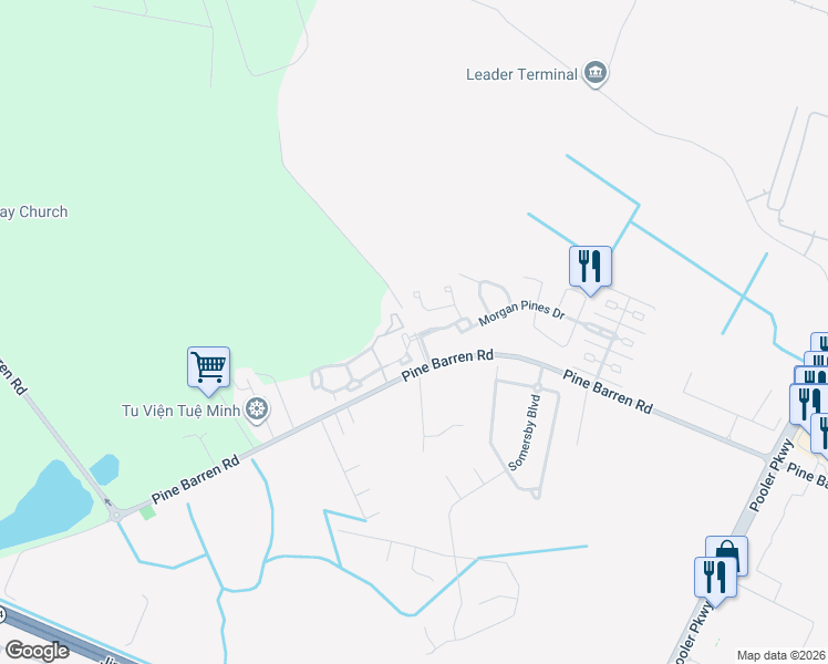 map of restaurants, bars, coffee shops, grocery stores, and more near Wild Cat Damn Road in Bloomingdale