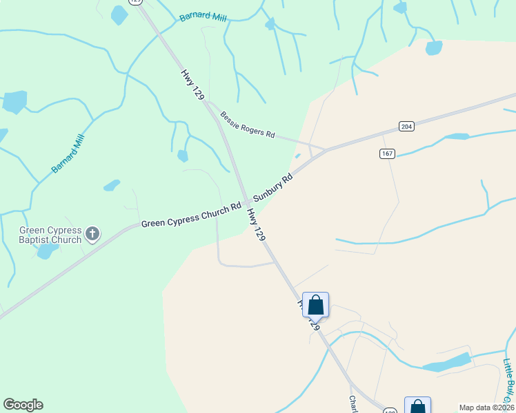 map of restaurants, bars, coffee shops, grocery stores, and more near 7682 Sunbury Road in Claxton