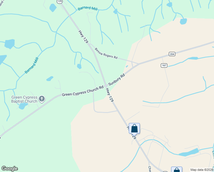 map of restaurants, bars, coffee shops, grocery stores, and more near 7682 Sunbury Road in Claxton