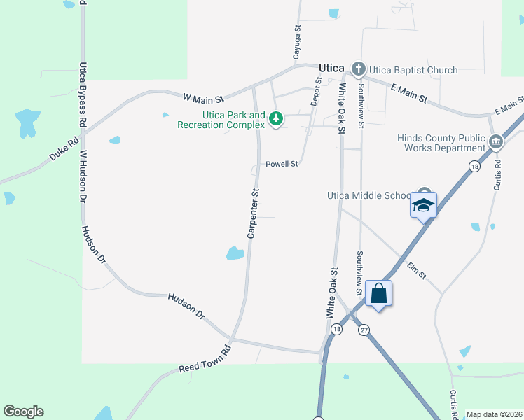 map of restaurants, bars, coffee shops, grocery stores, and more near 409 Carpenter Street in Utica