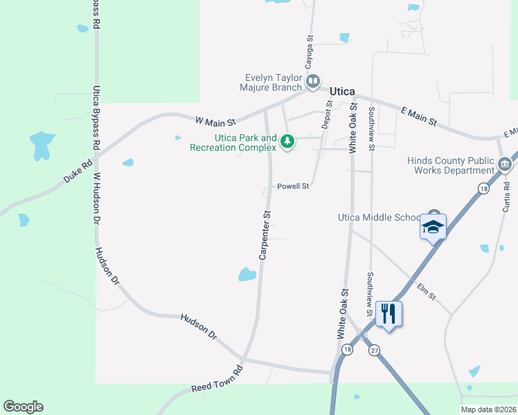 map of restaurants, bars, coffee shops, grocery stores, and more near 326 Carpenter St in Utica