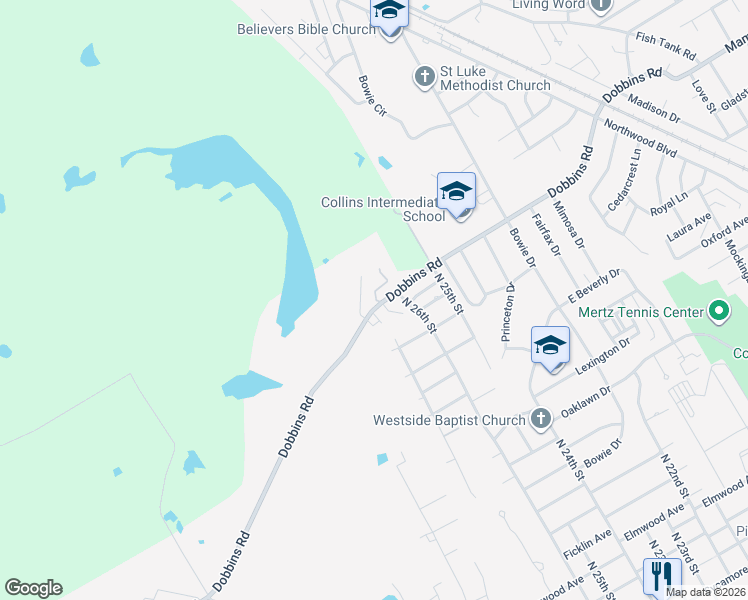 map of restaurants, bars, coffee shops, grocery stores, and more near 15 Dobbins Crossing in Corsicana