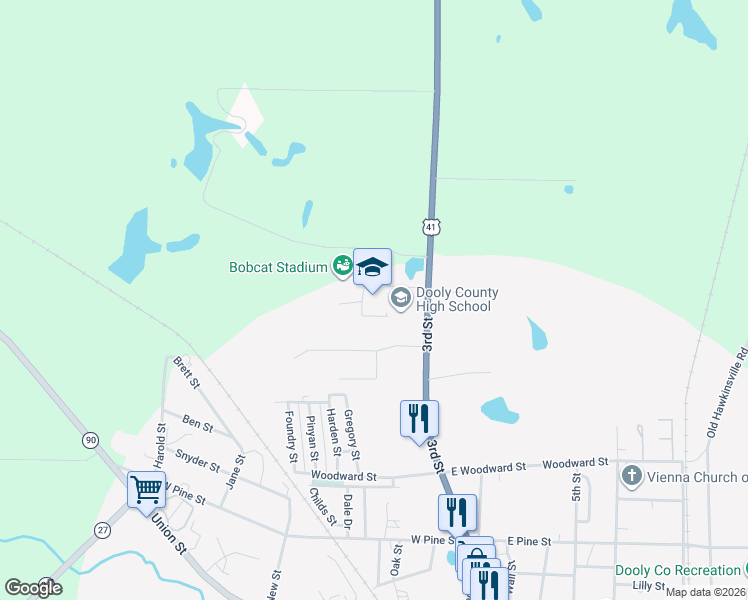 map of restaurants, bars, coffee shops, grocery stores, and more near 715 3rd Street in Vienna