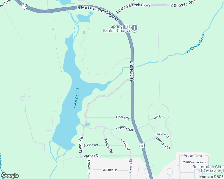 map of restaurants, bars, coffee shops, grocery stores, and more near 426 Rawley Road in Americus