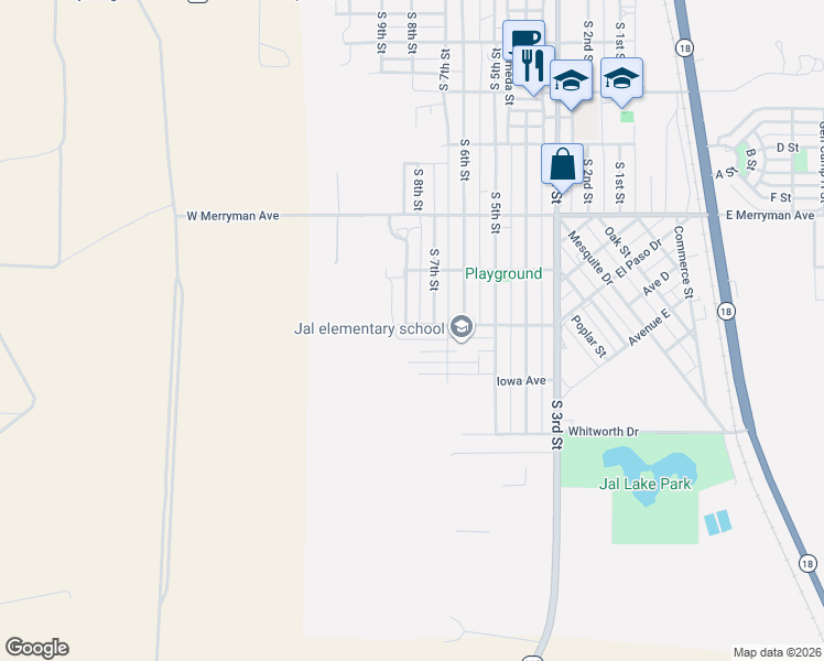 map of restaurants, bars, coffee shops, grocery stores, and more near 610 West Minnesota Avenue in Jal
