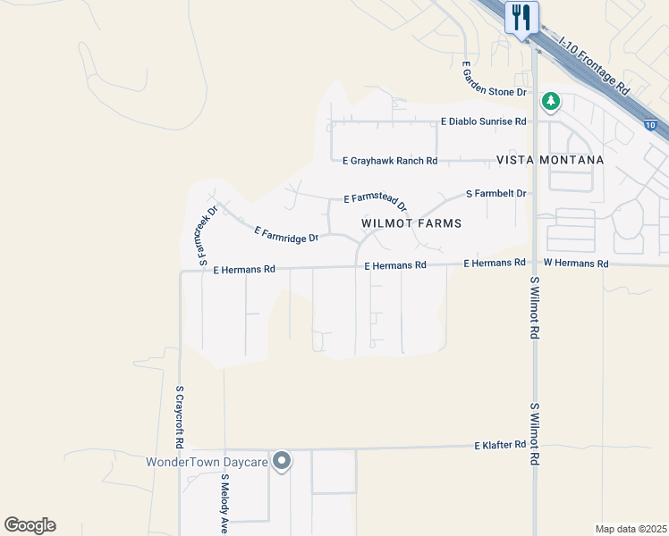 map of restaurants, bars, coffee shops, grocery stores, and more near 5810 Wilmot Road in Tucson