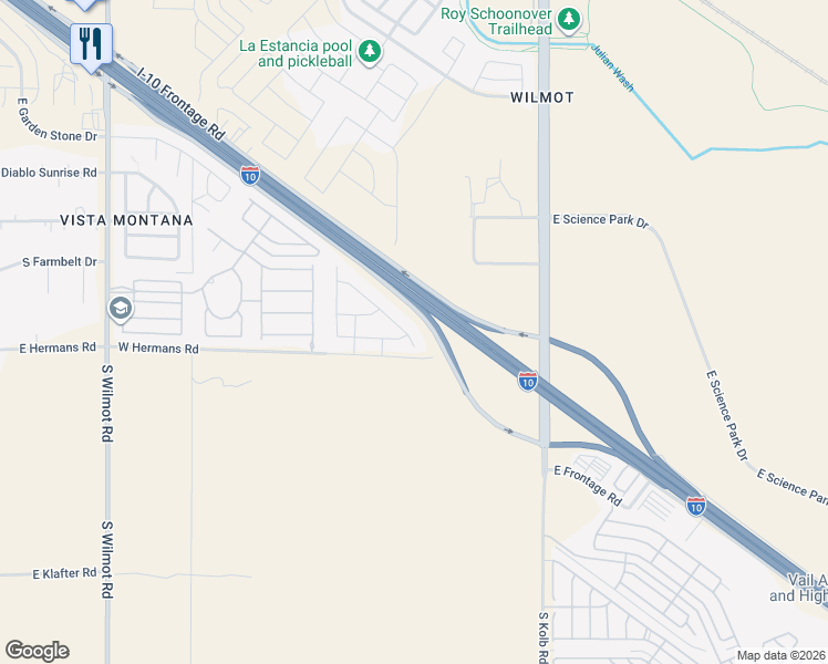 map of restaurants, bars, coffee shops, grocery stores, and more near 8063 South Dolphin Way in Tucson