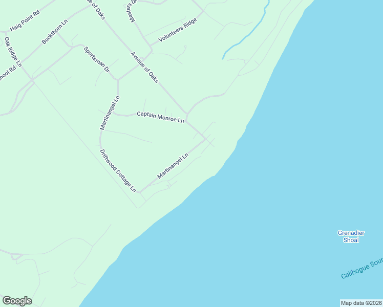 map of restaurants, bars, coffee shops, grocery stores, and more near 94 Martinangel Lane in Daufuskie Island