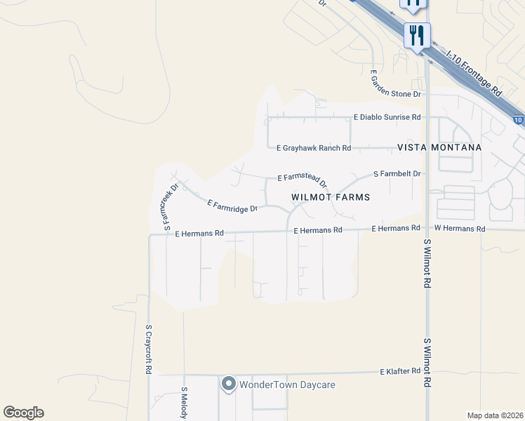 map of restaurants, bars, coffee shops, grocery stores, and more near 5844 East Farmridge Drive in Tucson