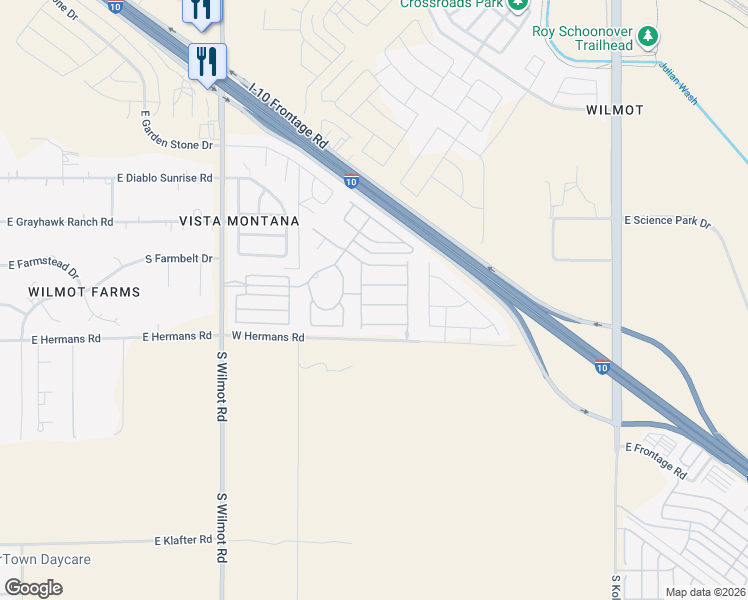 map of restaurants, bars, coffee shops, grocery stores, and more near 6613 East Gehrig Lane in Tucson