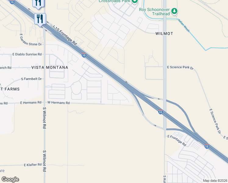 map of restaurants, bars, coffee shops, grocery stores, and more near 7992 South Dolphin Way in Tucson