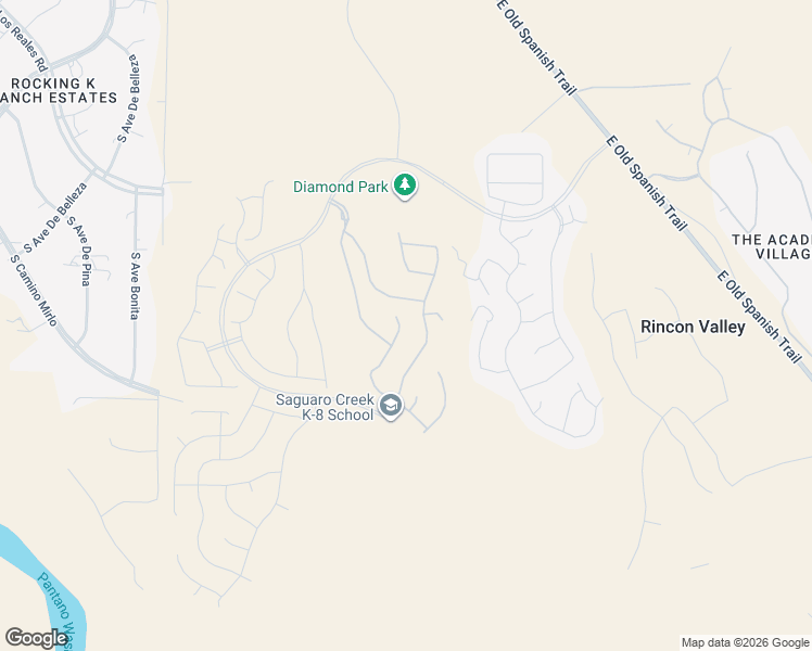 map of restaurants, bars, coffee shops, grocery stores, and more near 7949 South Silver Lillie Way in Tucson