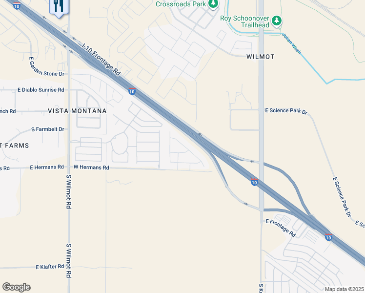 map of restaurants, bars, coffee shops, grocery stores, and more near 7996 South Dolphin Way in Tucson