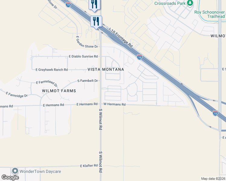 map of restaurants, bars, coffee shops, grocery stores, and more near 6393 East Raven Run Loop in Tucson