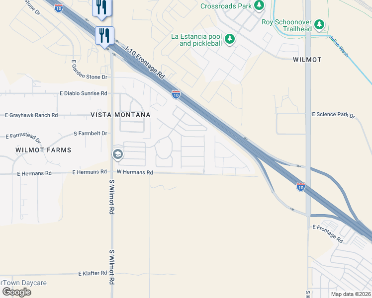 map of restaurants, bars, coffee shops, grocery stores, and more near 6606 East Cooperstown Drive in Tucson